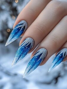 Icy Blue Frost Nails