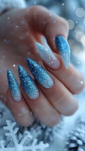 Icy Blue Frost Nails