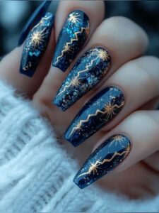 Midnight Blue Glitter Nails