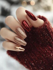 Classic Red & Gold Nails