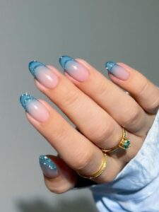 Ice Blue Chrome nails