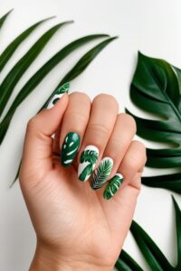 Tropical palm leaves nail 